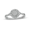 Thumbnail Image 0 of 0.10 CT. T.W. Composite Diamond Flower Frame Twist Shank Promise Ring in 10K White Gold