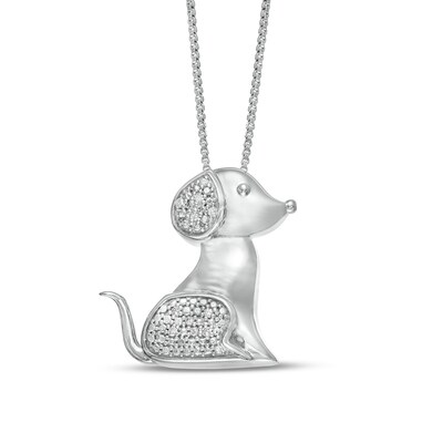 Diamond Accent Dog Pendant in Sterling Silver