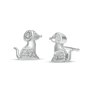 Diamond Accent Dog Stud Earrings in Sterling Silver