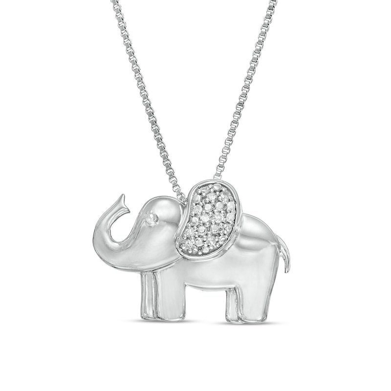Diamond Accent Elephant Pendant in Sterling Silver|Peoples Jewellers