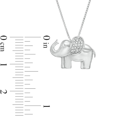 Diamond Accent Elephant Pendant in Sterling Silver