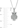 Black Enhanced and White Diamond Accent Owl Pendant in Sterling Silver