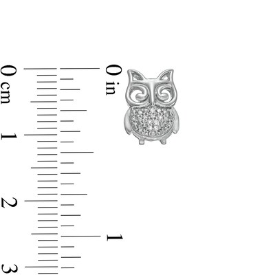 Diamond Accent Owl Stud Earrings in Sterling Silver