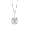 Enchanted Disney Elsa Swiss Blue Topaz and 0.147 CT. T.W. Diamond Snowflake Pendant and Earrings Set in Sterling Silver