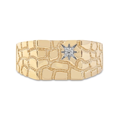 Men's 0.05 CT. T.W. Diamond Solitaire Star Nugget Wedding Band in 10K Gold