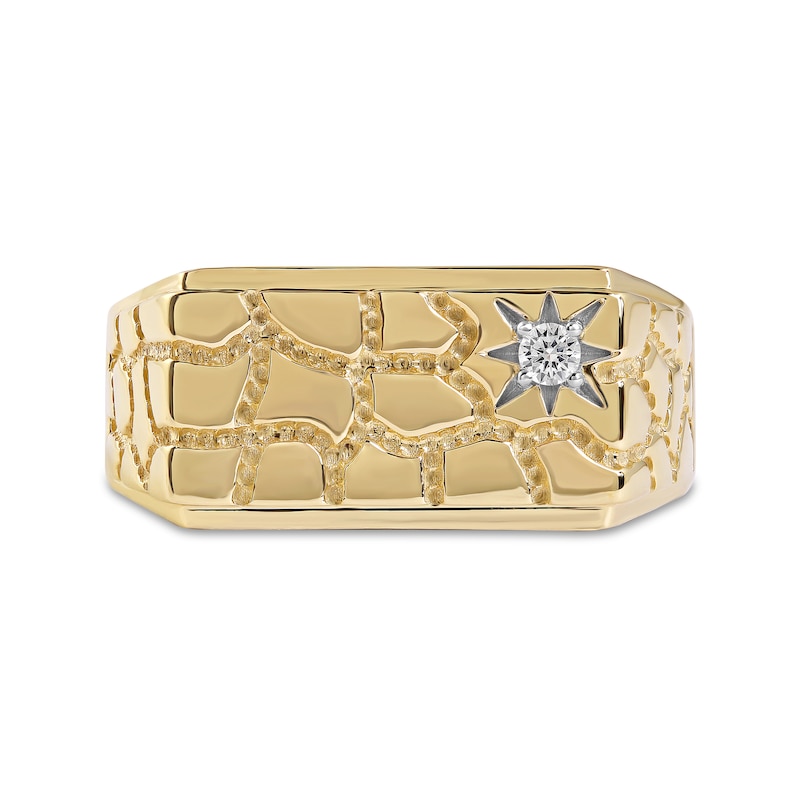 Main Image 3 of Men's 0.05 CT. T.W. Diamond Solitaire Star Nugget Wedding Band in 10K Gold