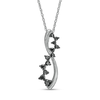 0.25 CT. T.W. Black Enhanced Diamond Scatter Twist Pendant in Sterling Silver