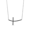 0.10 CT. T.W. Black Enhanced Diamond Curved Cross Necklace in Sterling Silver