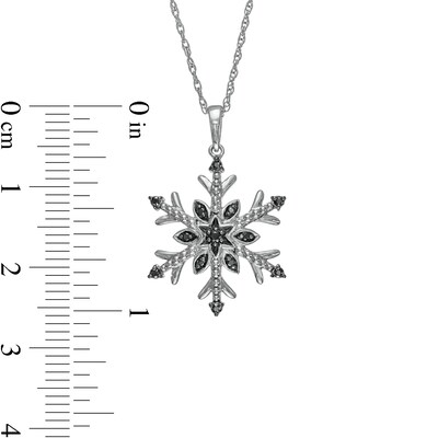 0.10 CT. T.W. Black Enhanced Diamond Snowflake Pendant in Sterling Silver