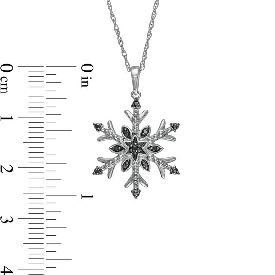 0.10 CT. T.W. Black Enhanced Diamond Snowflake Pendant in Sterling Silver