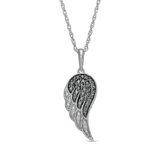 0.04 CT. T.W. Black Enhanced and White Diamond Wing Pendant in Sterling Silver