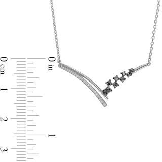 0.20 CT. T.W. Black Enhanced and White Diamond Chevron Necklace is fashioned in Sterling Silver