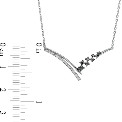 0.20 CT. T.W. Black Enhanced and White Diamond Chevron Necklace is fashioned in Sterling Silver