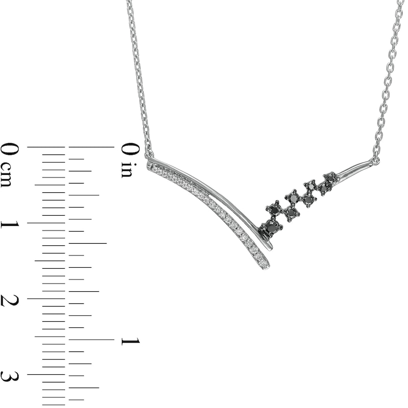 0.20 CT. T.W. Black Enhanced and White Diamond Chevron Necklace is fashioned in Sterling Silver