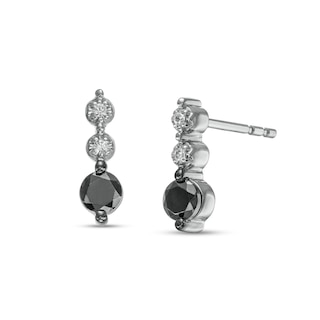 0.25 CT. T.W. Black Enhanced and White Diamond Drop Earrings in Sterling Silver