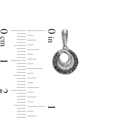 0.20 CT. T.W. Black Enhanced and White Diamond Spiral Drop Earrings in Sterling Silver