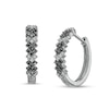 Thumbnail Image 1 of 0.25 CT. T.W. Black Enhanced and White Diamond &quot;V&quot; Pattern Hoop Earrings in Sterling Silver