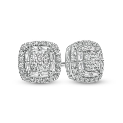 1.00 CT. T.W. Composite Cushion-Shaped Diamond Stud Earrings in 10K Gold