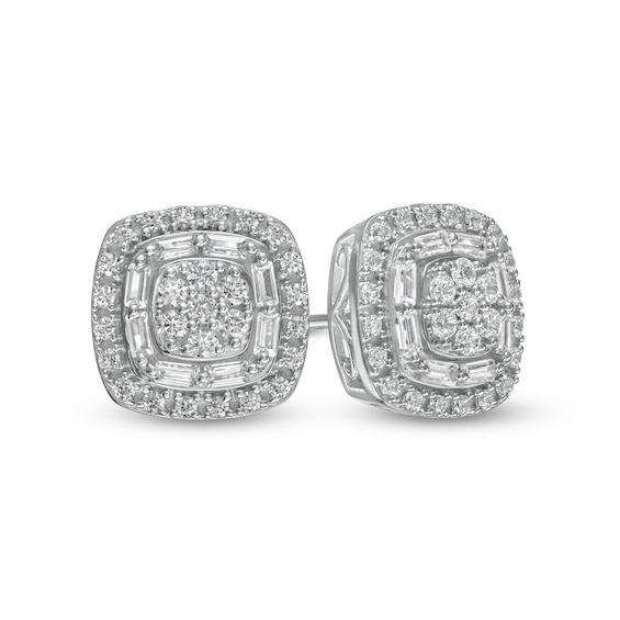 1.00 CT. T.W. Composite Cushion-Shaped Diamond Stud Earrings in 10K Gold