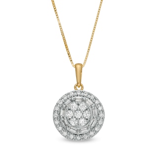 0.50 CT. T.W. Composite Oval Diamond Frame Pendant in 10K Gold