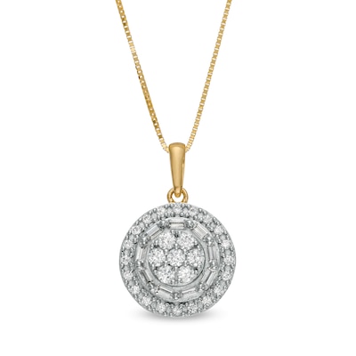 0.50 CT. T.W. Composite Oval Diamond Frame Pendant in 10K Gold