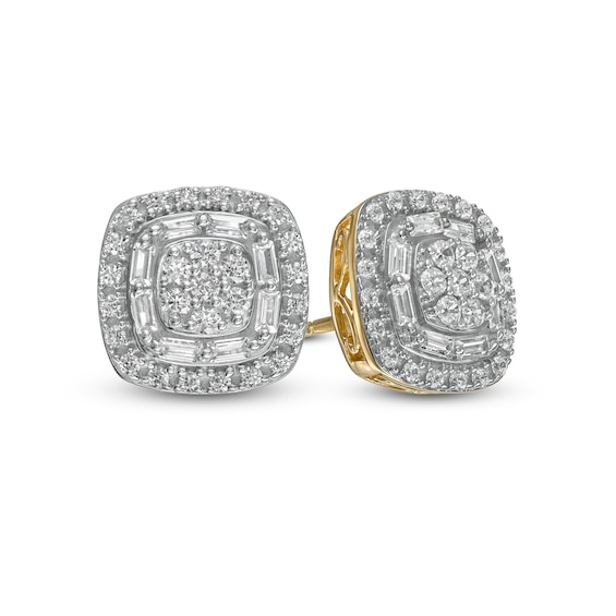 1.00 CT. T.W. Composite Cushion-Shaped Diamond Stud Earrings in 10K Gold