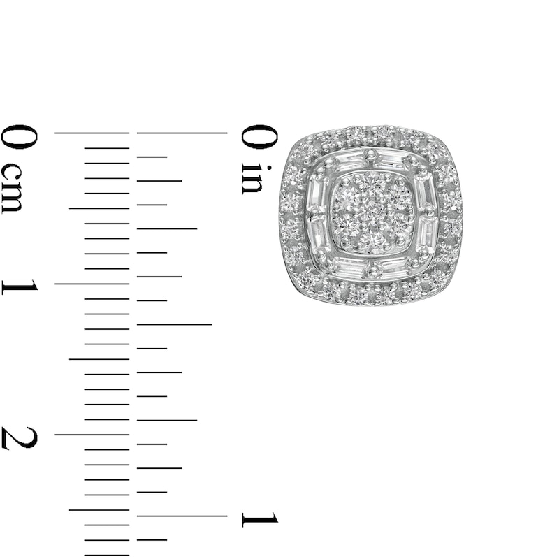 Main Image 3 of 1.00 CT. T.W. Composite Cushion-Shaped Diamond Stud Earrings in 10K Gold