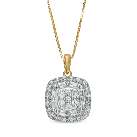 0.50 CT. T.W. Composite Cushion-Shaped Diamond Frame Pendant in 10K Gold