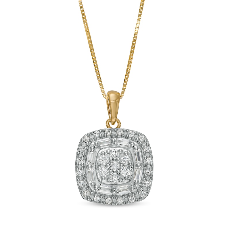 0.50 CT. T.W. Composite Cushion-Shaped Diamond Frame Pendant in 10K Gold|Peoples Jewellers