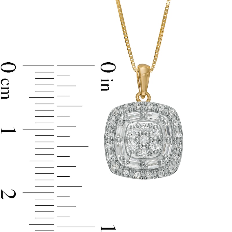 0.50 CT. T.W. Composite Cushion-Shaped Diamond Frame Pendant in 10K Gold|Peoples Jewellers