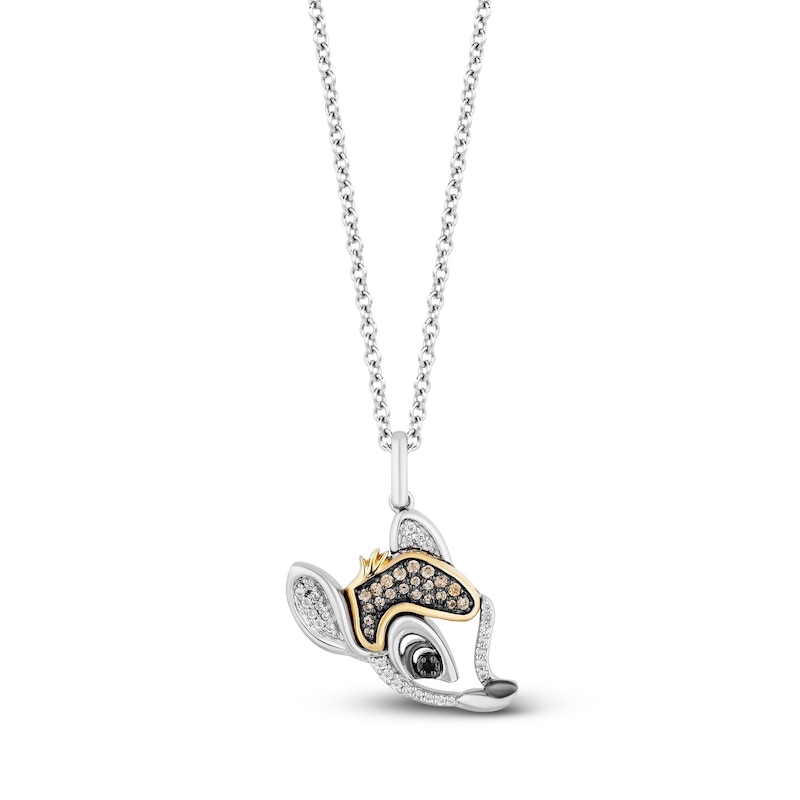 Disney Treasures Bambi 0.145 CT. T.W. Black, Champagne and White Diamond Pendant in Sterling Silver and 10K Gold