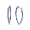 Thumbnail Image 0 of Graduating Blue Lab-Created Sapphire V-Shape Oval Inside-Out Hoop Earrings in Sterling Silver