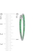 Thumbnail Image 2 of Graduating Lab-Created Emerald V-Shape Oval Inside-Out Hoop Earrings in Sterling Silver