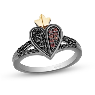 Disney Treasures Alice in Wonderland Garnet and 0.18 CT. T.W. Diamond Red Queen Ring in Sterling Silver and 10K Gold