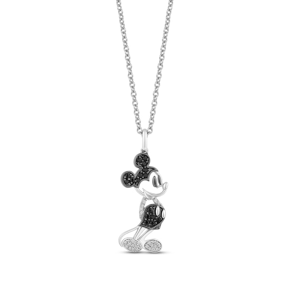 Disney Treasures Mickey Mouse 0.18 CT. T.W. Black and White Diamond Pendant in Sterling Silver – 19"