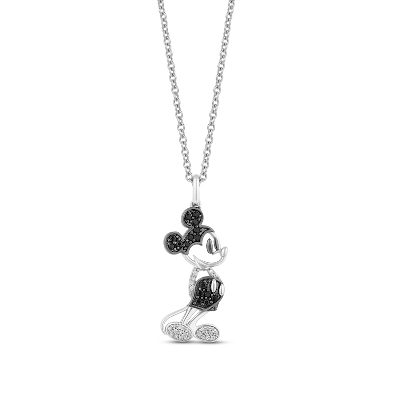 Disney Treasures Mickey Mouse 0.18 CT. T.W. Black and White Diamond Pendant in Sterling Silver – 19"|Peoples Jewellers