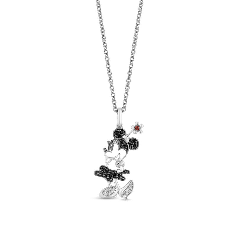 Disney Treasures Minnie Mouse 0.145 CT. T.W. Garnet and Black and White Diamond Pendant in Sterling Silver|Peoples Jewellers