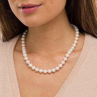 9.0-10.0mm Freshwater Cultured Pearl Strand Necklace with 14K Gold Extender and Clasp-19"