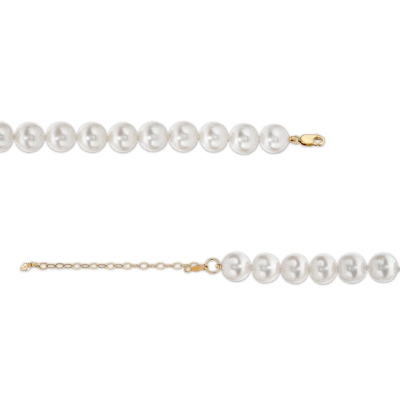 9.0-10.0mm Freshwater Cultured Pearl Strand Necklace with 14K Gold Extender and Clasp-19"