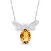 Thumbnail Image 0 of Oval Citrine and White Lab-Created Sapphire Dragonfly Necklace in Sterling Silver