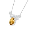 Oval Citrine and White Lab-Created Sapphire Dragonfly Necklace in Sterling Silver