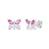 Thumbnail Image 0 of Marquise Pink and White Lab-Created Sapphire Butterfly with Wing Outline Stud Earrings in Sterling Silver