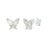 Thumbnail Image 0 of Marquise Lab-Created Opal and White Lab-Created Sapphire Butterfly Stud Earrings in Sterling Silver