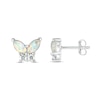 Thumbnail Image 1 of Marquise Lab-Created Opal and White Lab-Created Sapphire Butterfly Stud Earrings in Sterling Silver