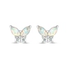 Thumbnail Image 2 of Marquise Lab-Created Opal and White Lab-Created Sapphire Butterfly Stud Earrings in Sterling Silver