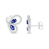 Thumbnail Image 1 of Pear-Shaped Blue Lab-Created Sapphire and 0.04 CT. T.W. Diamond Butterfly Profile Stud Earrings in Sterling Silver