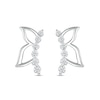 White Lab-Created Sapphire Graduated Curved Butterfly Profile with Wing Outline Stud Earrings in Sterling Silver