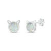 Thumbnail Image 0 of 6.0mm Lab-Created Opal Cat Head Stud Earrings in Sterling Silver
