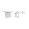 Thumbnail Image 1 of 6.0mm Lab-Created Opal Cat Head Stud Earrings in Sterling Silver