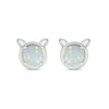 Thumbnail Image 2 of 6.0mm Lab-Created Opal Cat Head Stud Earrings in Sterling Silver